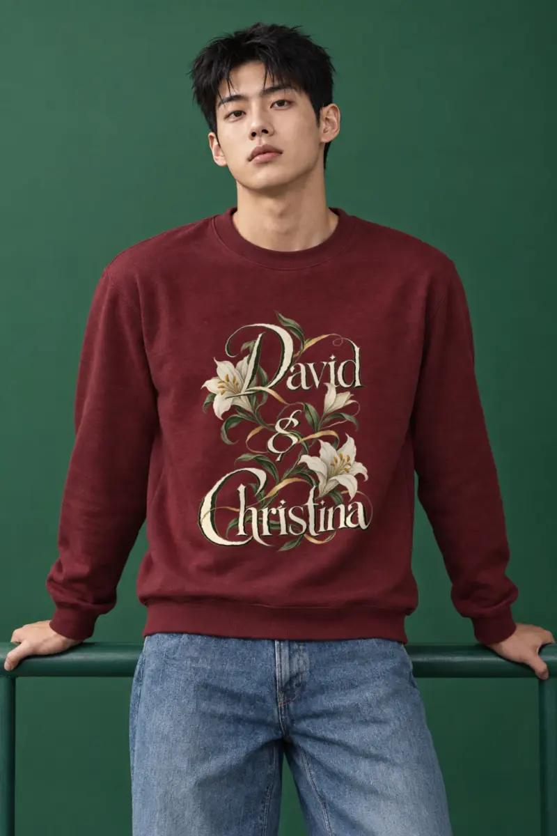 "David & Christina Lilies" Heavy Blend Unisex Crewneck Sweatshirt