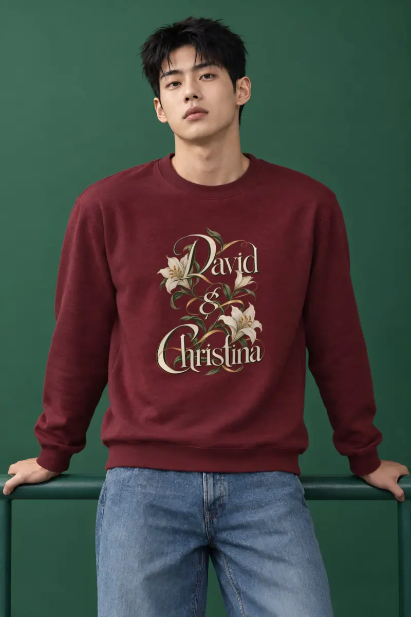 "David & Christina Lilies" Heavy Blend Unisex Crewneck Sweatshirt