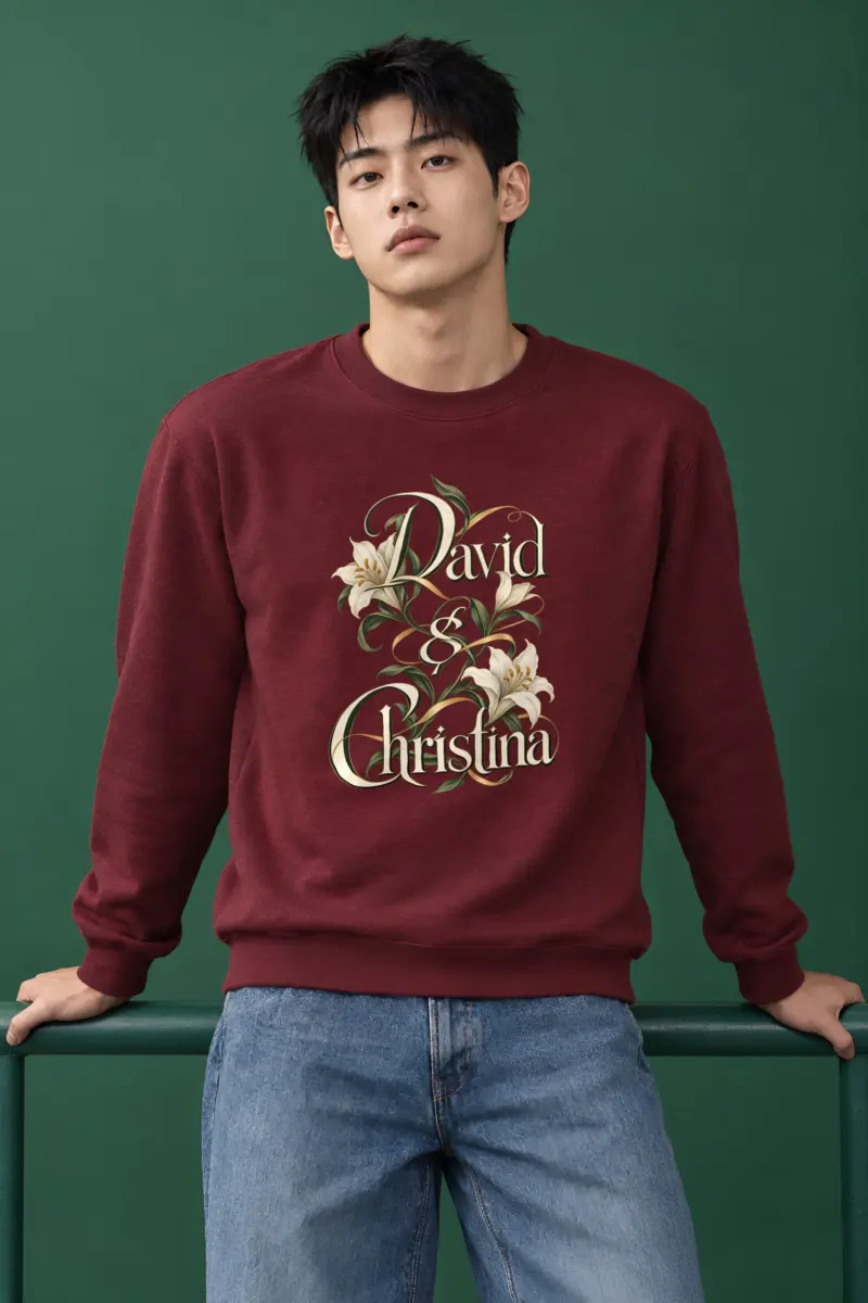 "David & Christina Lilies" Heavy Blend Unisex Crewneck Sweatshirt
