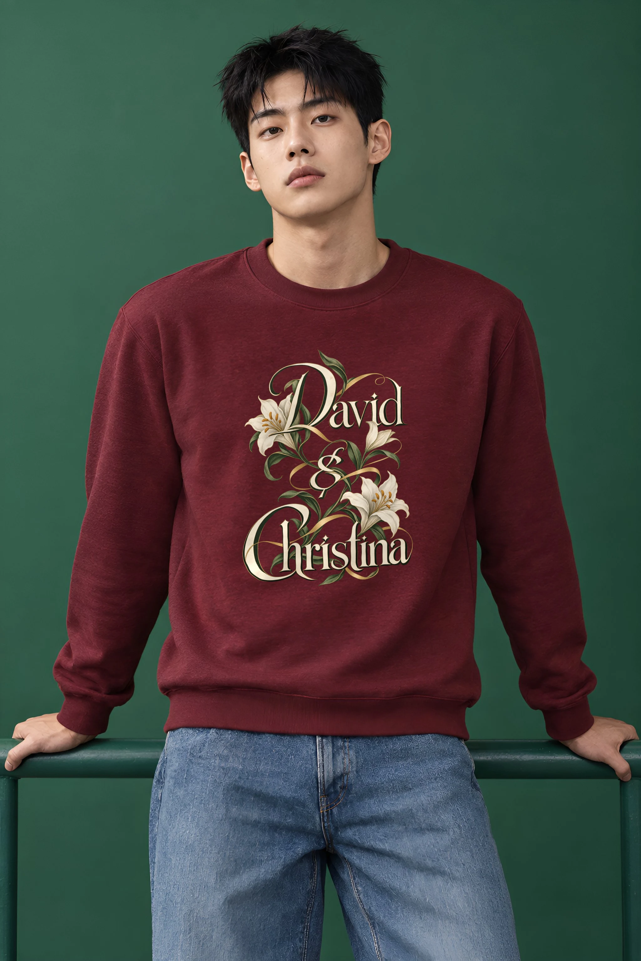 "David & Christina Lilies" Heavy Blend Unisex Crewneck Sweatshirt