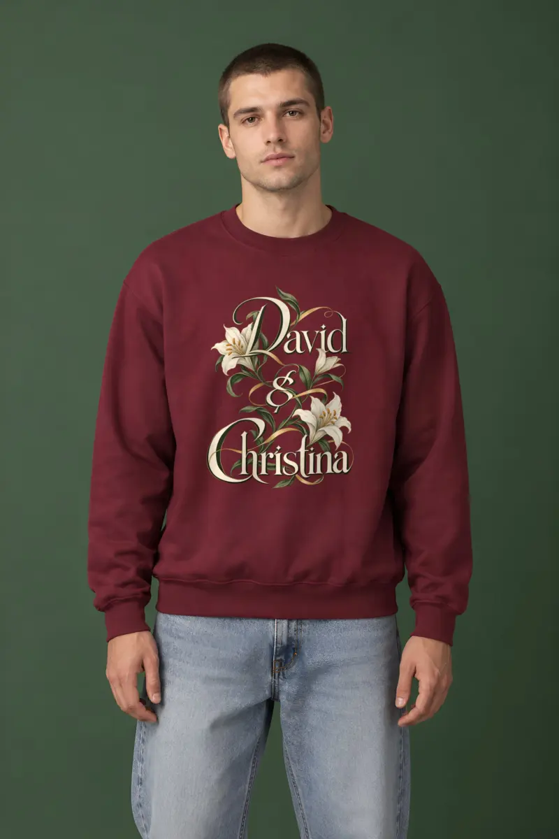 "David & Christina Lilies" Heavy Blend Unisex Crewneck Sweatshirt