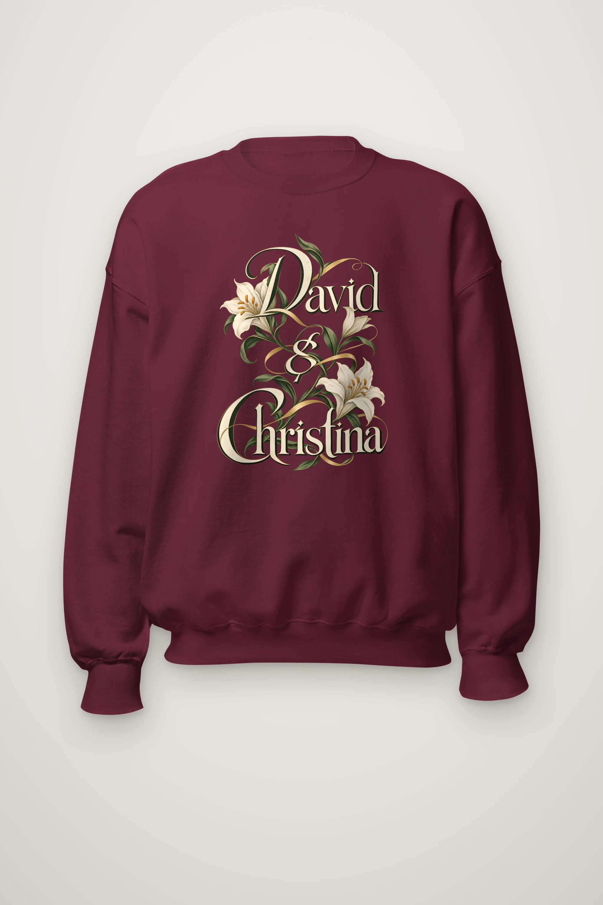 "David & Christina Lilies" Heavy Blend Unisex Crewneck Sweatshirt