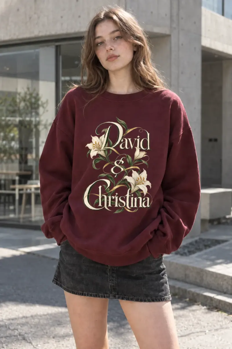 "David & Christina Lilies" Heavy Blend Unisex Crewneck Sweatshirt | Gildan 18000