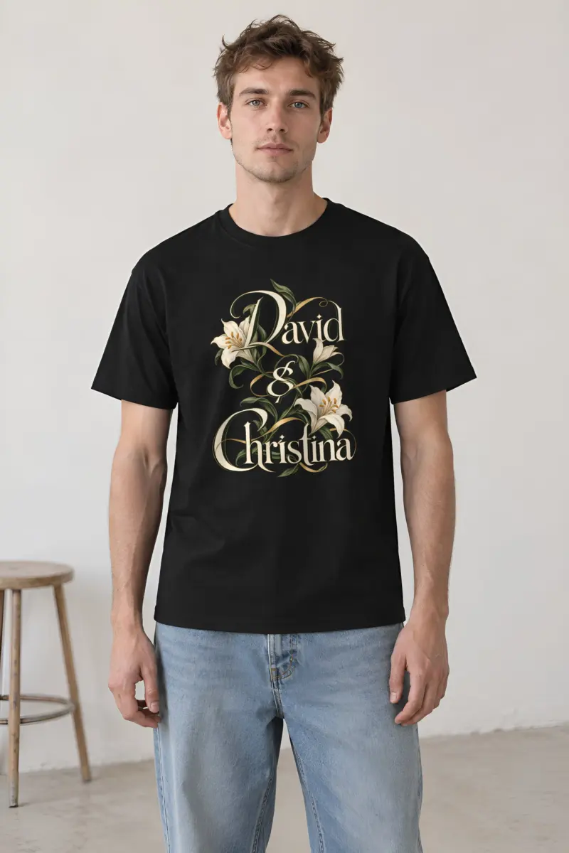 "David & Christina Lilies" Heavyweight Unisex Crewneck T-shirt