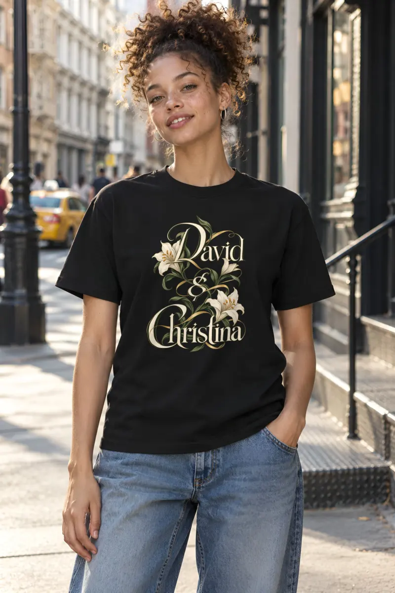 "David & Christina Lilies" Heavyweight Unisex Crewneck T-shirt