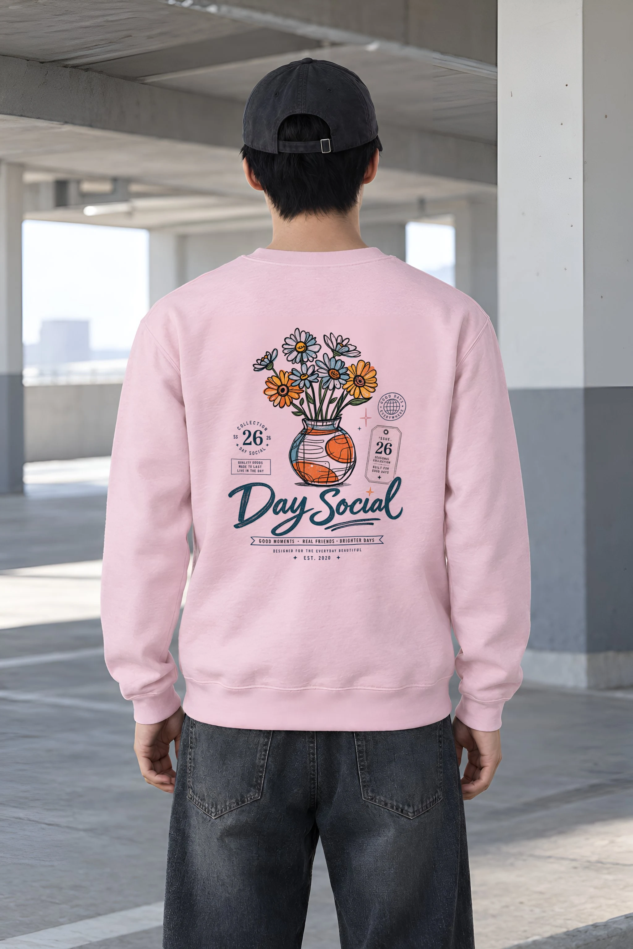 "Day Social Bouquet" Heavy Blend Unisex Crewneck Sweatshirt