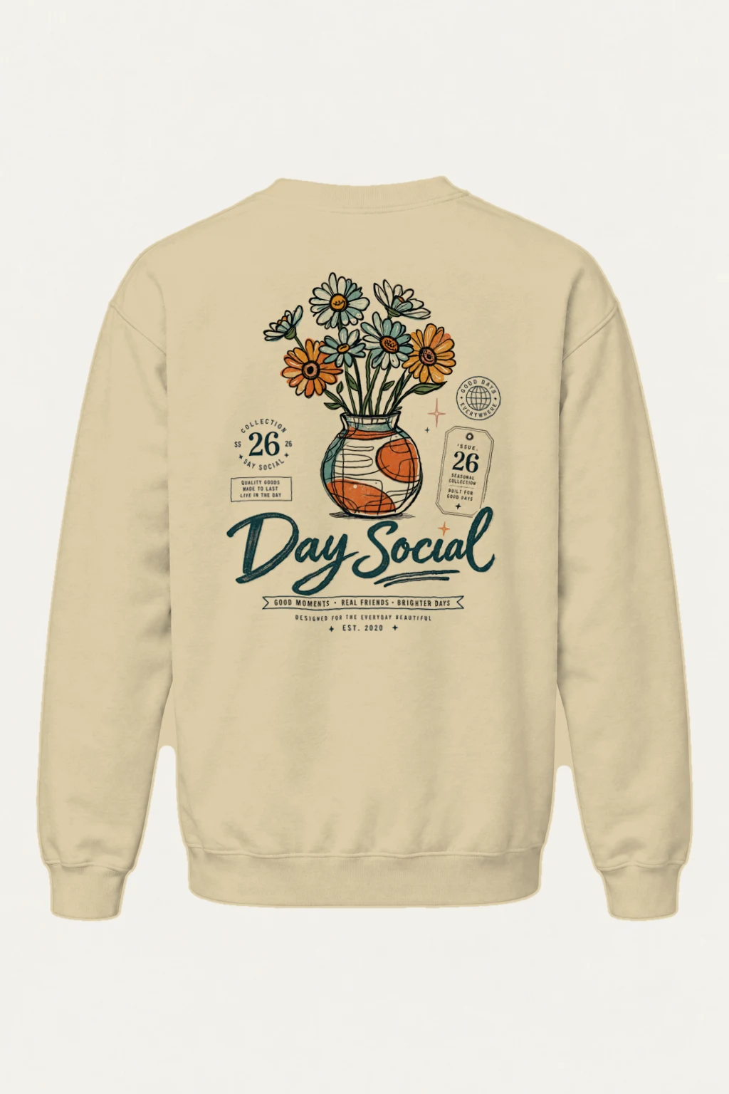 "Day Social Bouquet" Heavy Blend Unisex Crewneck Sweatshirt | Gildan 18000