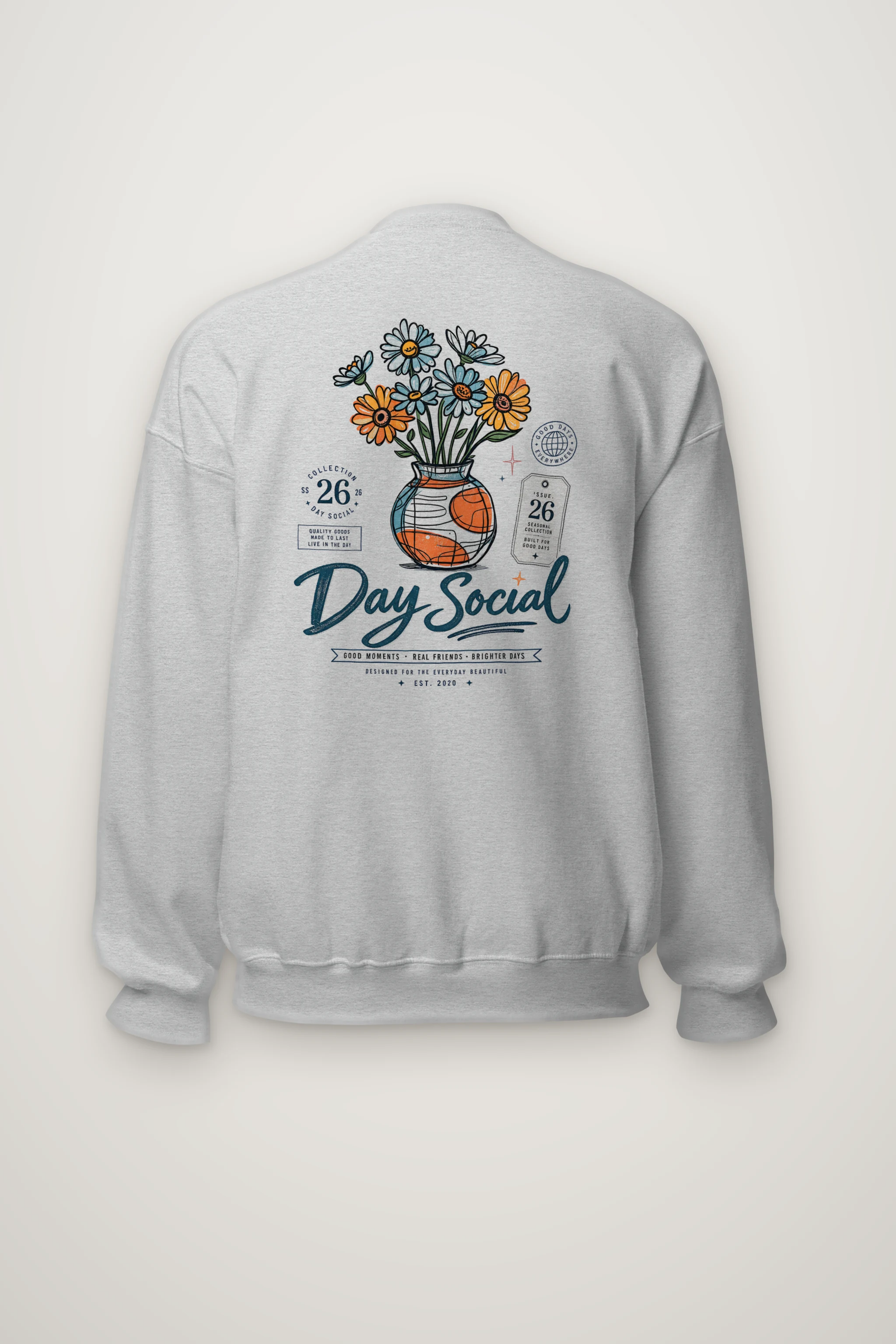 "Day Social Bouquet" Heavy Blend Unisex Crewneck Sweatshirt