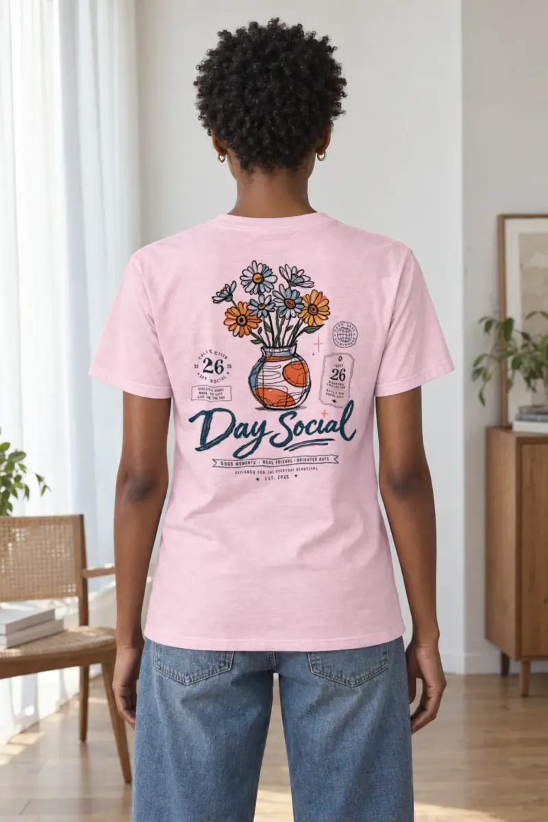 "Day Social Bouquet" Heavyweight Unisex Crewneck T-shirt | Gildan 5000