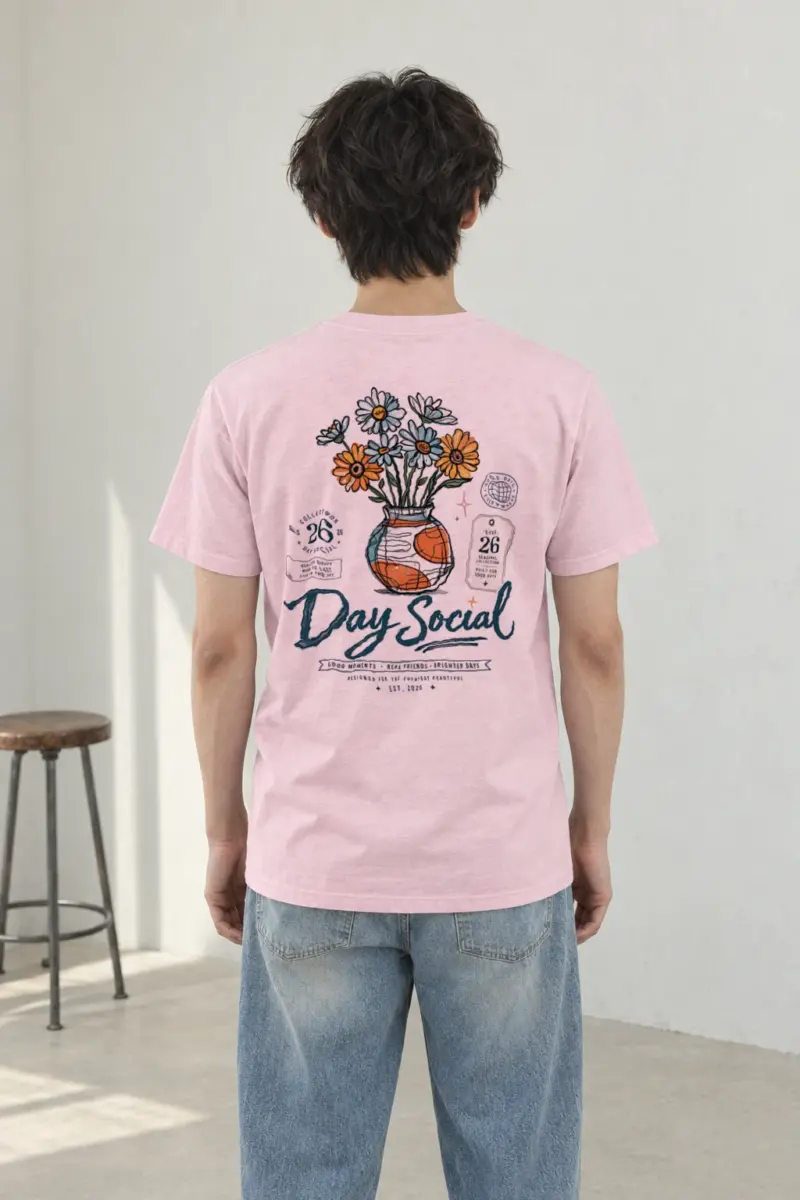 "Day Social Bouquet" Heavyweight Unisex Crewneck T-shirt | Gildan 5000