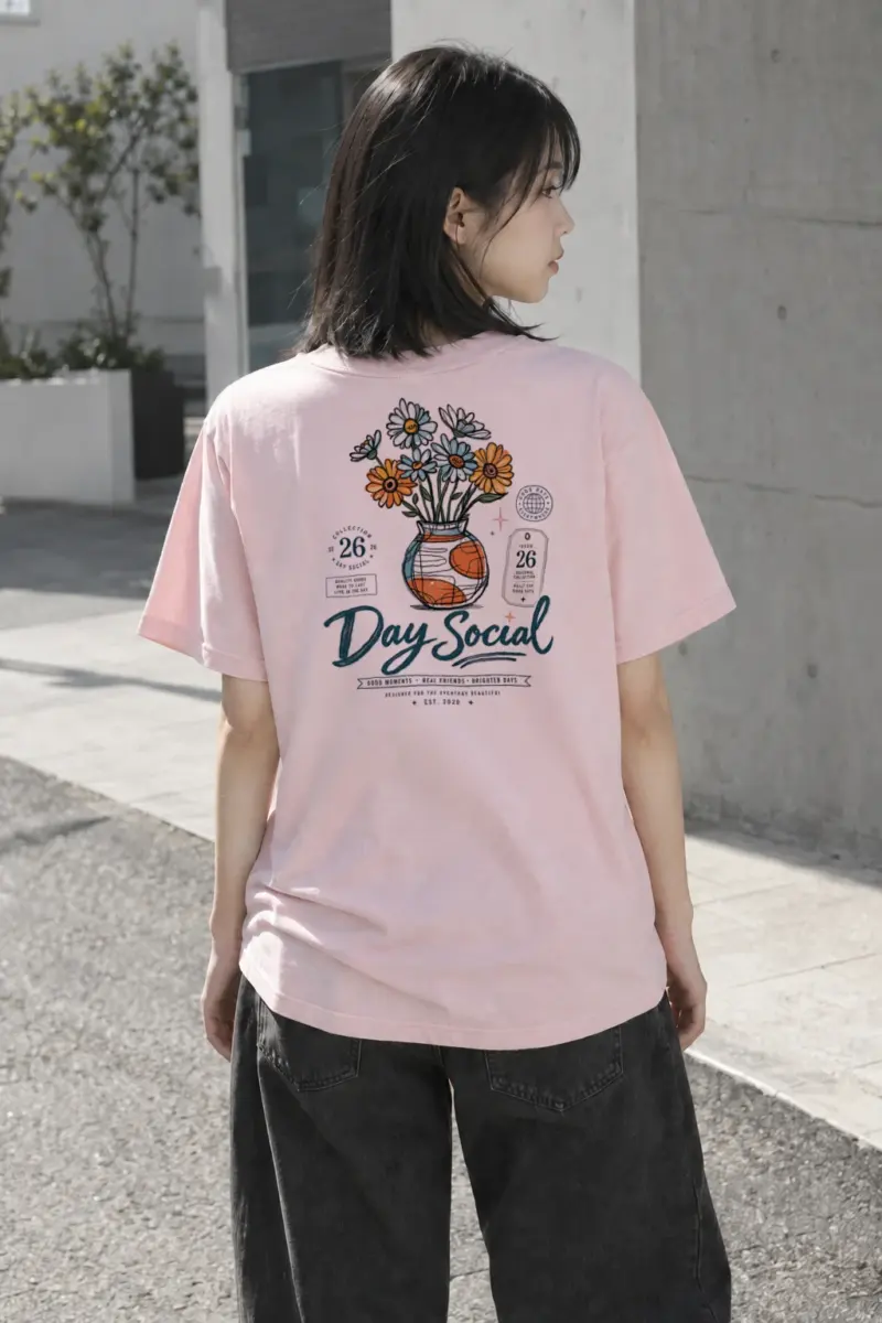 "Day Social Bouquet" Heavyweight Unisex Crewneck T-shirt | Gildan 5000