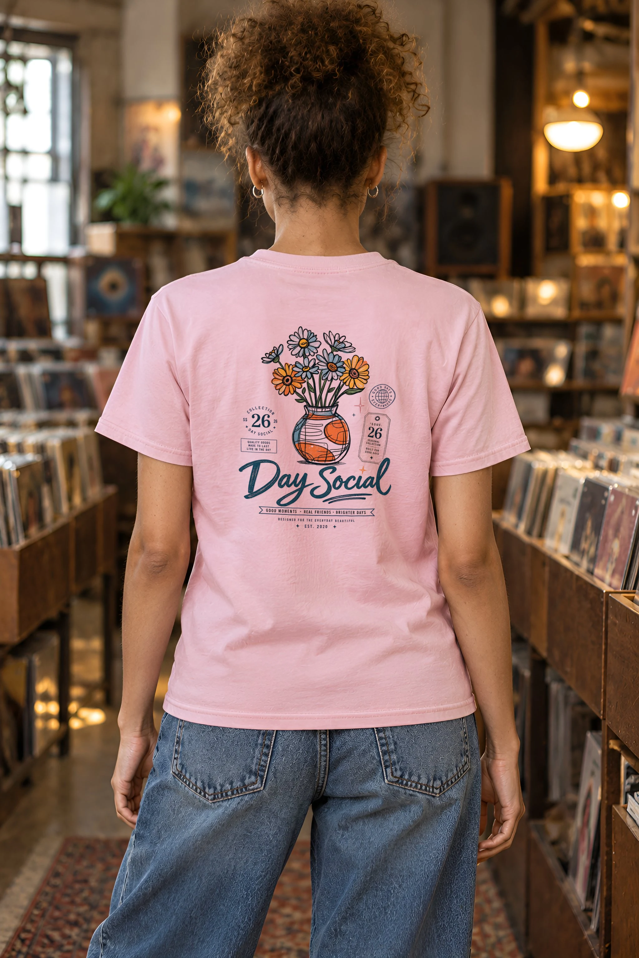 "Day Social Bouquet" Heavyweight Unisex Crewneck T-shirt