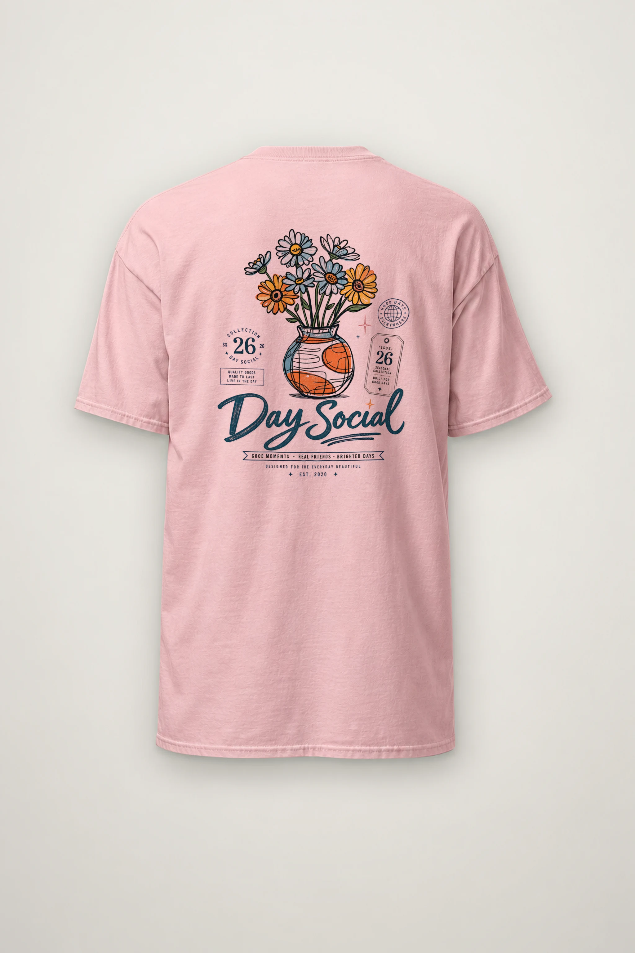 "Day Social Bouquet" Heavyweight Unisex Crewneck T-shirt