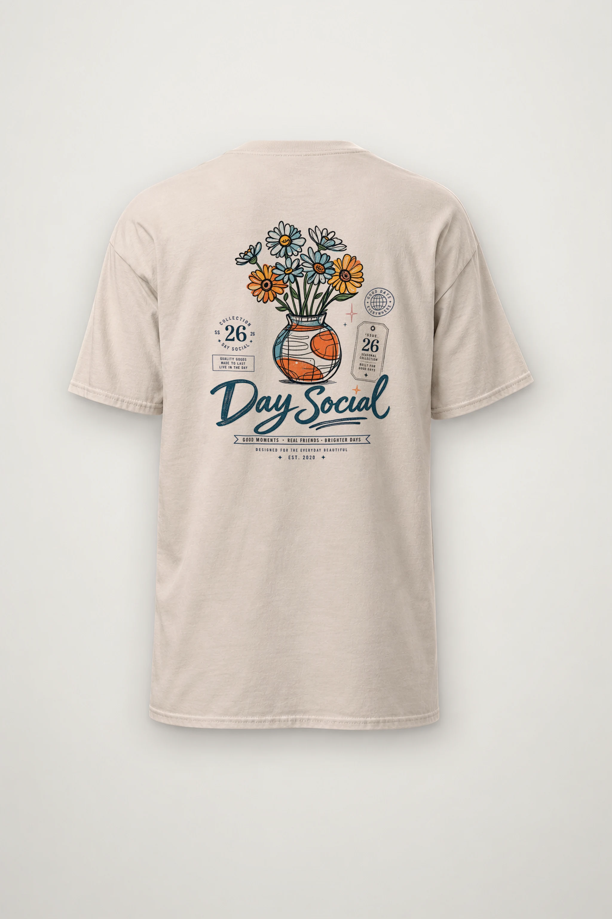 "Day Social Bouquet" Heavyweight Unisex Crewneck T-shirt