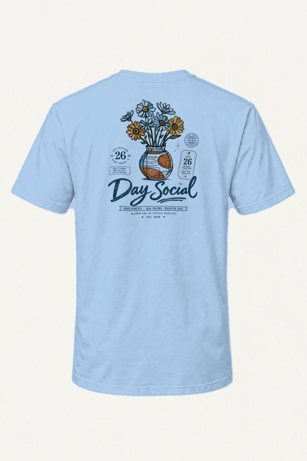 "Day Social Bouquet" Heavyweight Unisex Crewneck T-shirt | Gildan 5000