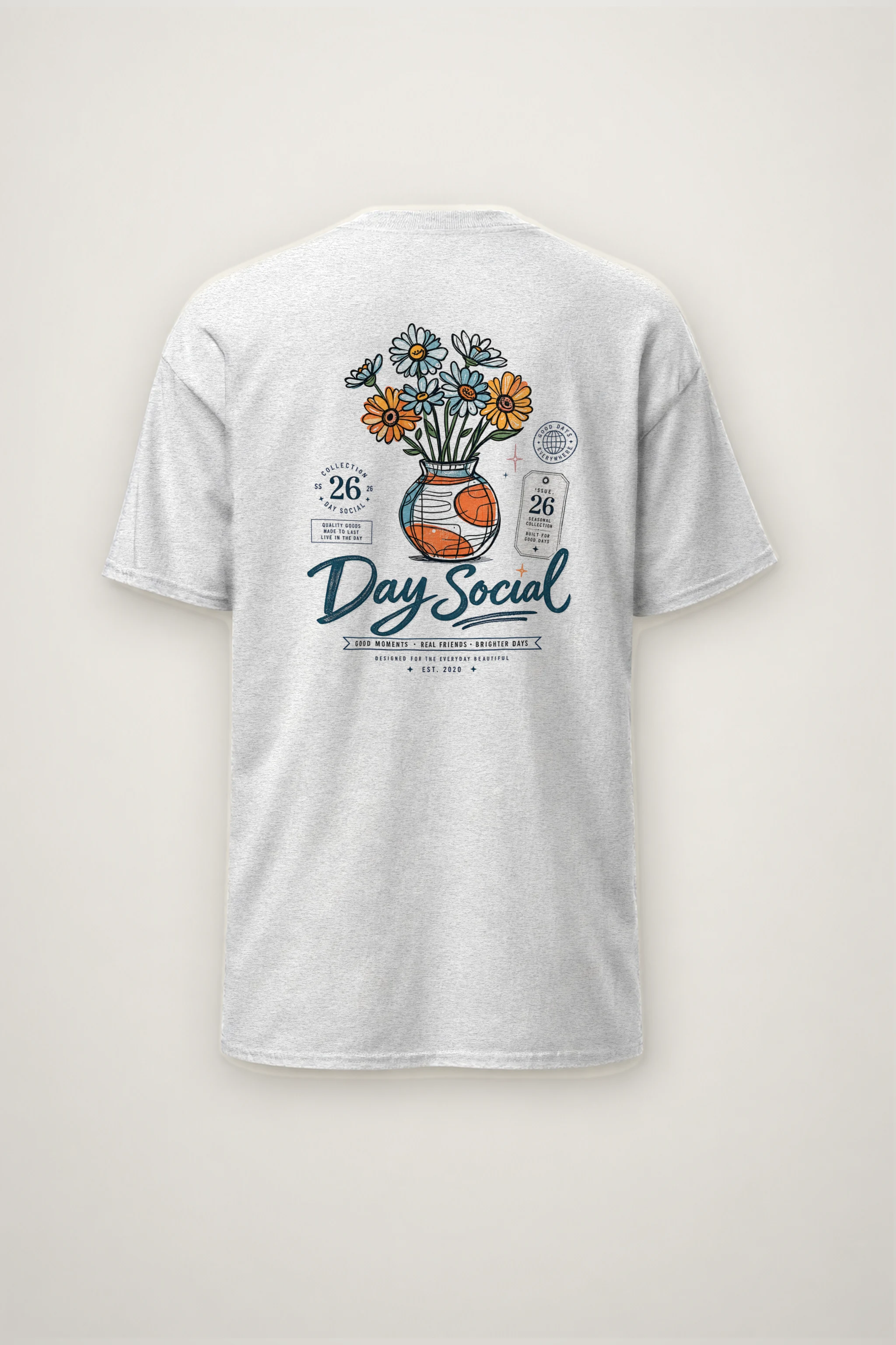 "Day Social Bouquet" Heavyweight Unisex Crewneck T-shirt