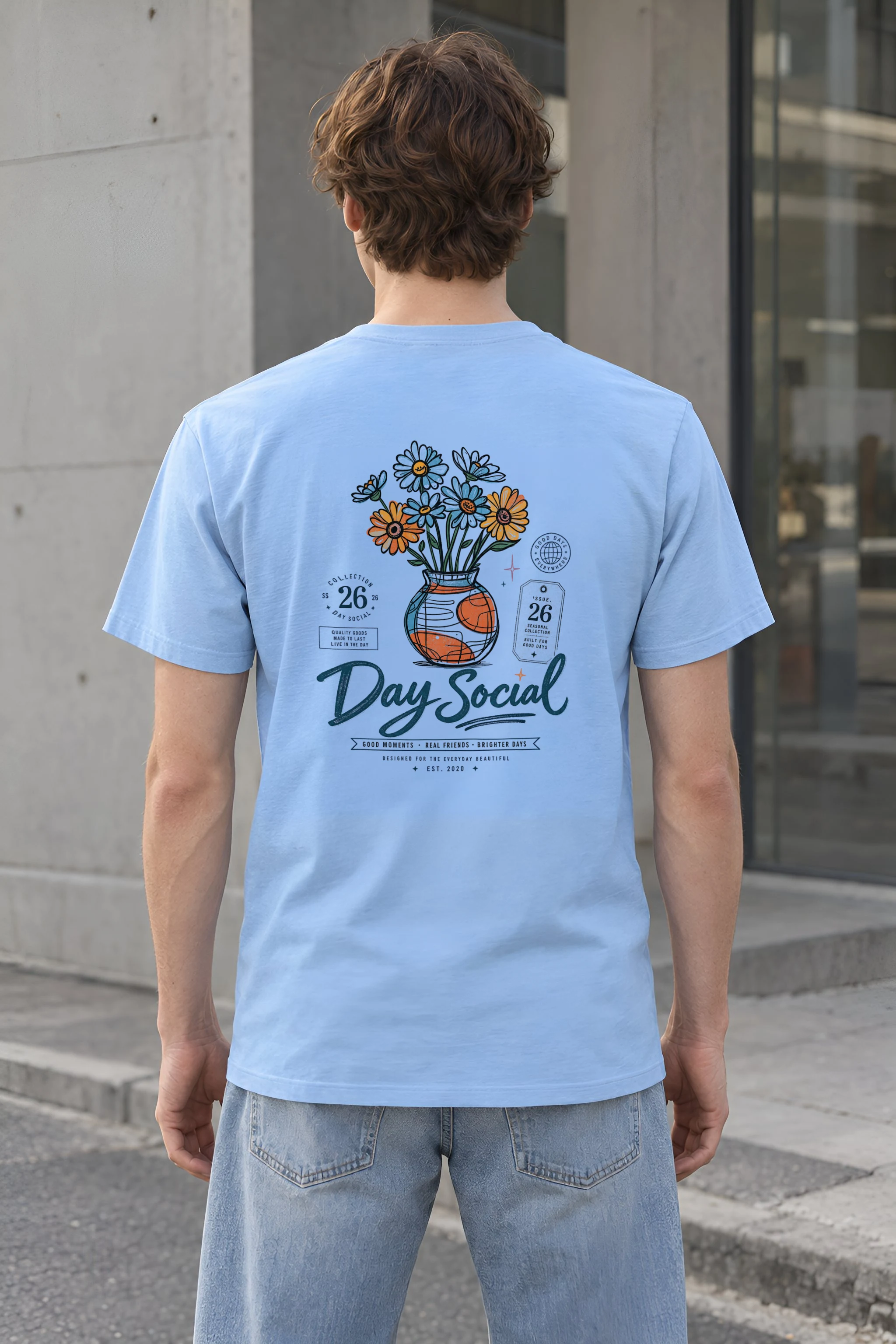 "Day Social Bouquet" Heavyweight Unisex Crewneck T-shirt