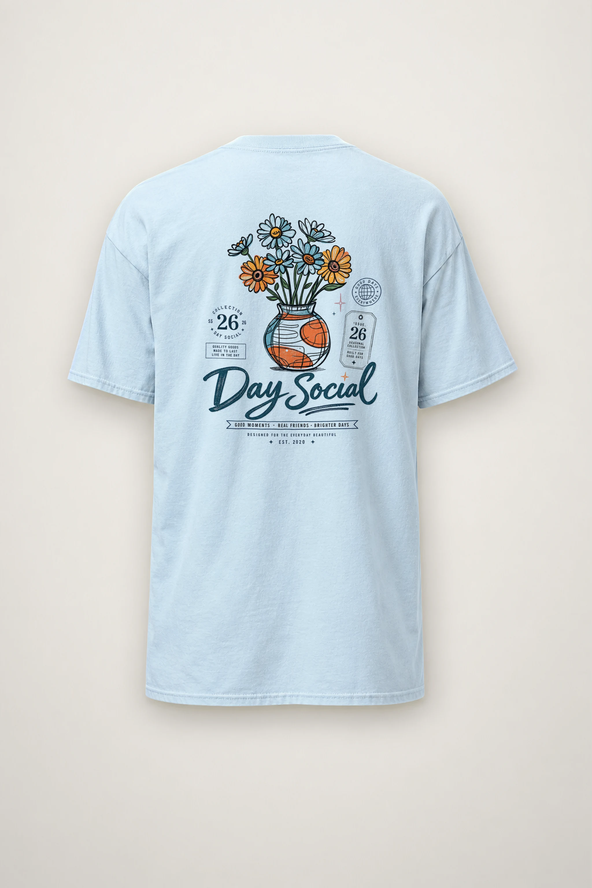 "Day Social Bouquet" Heavyweight Unisex Crewneck T-shirt