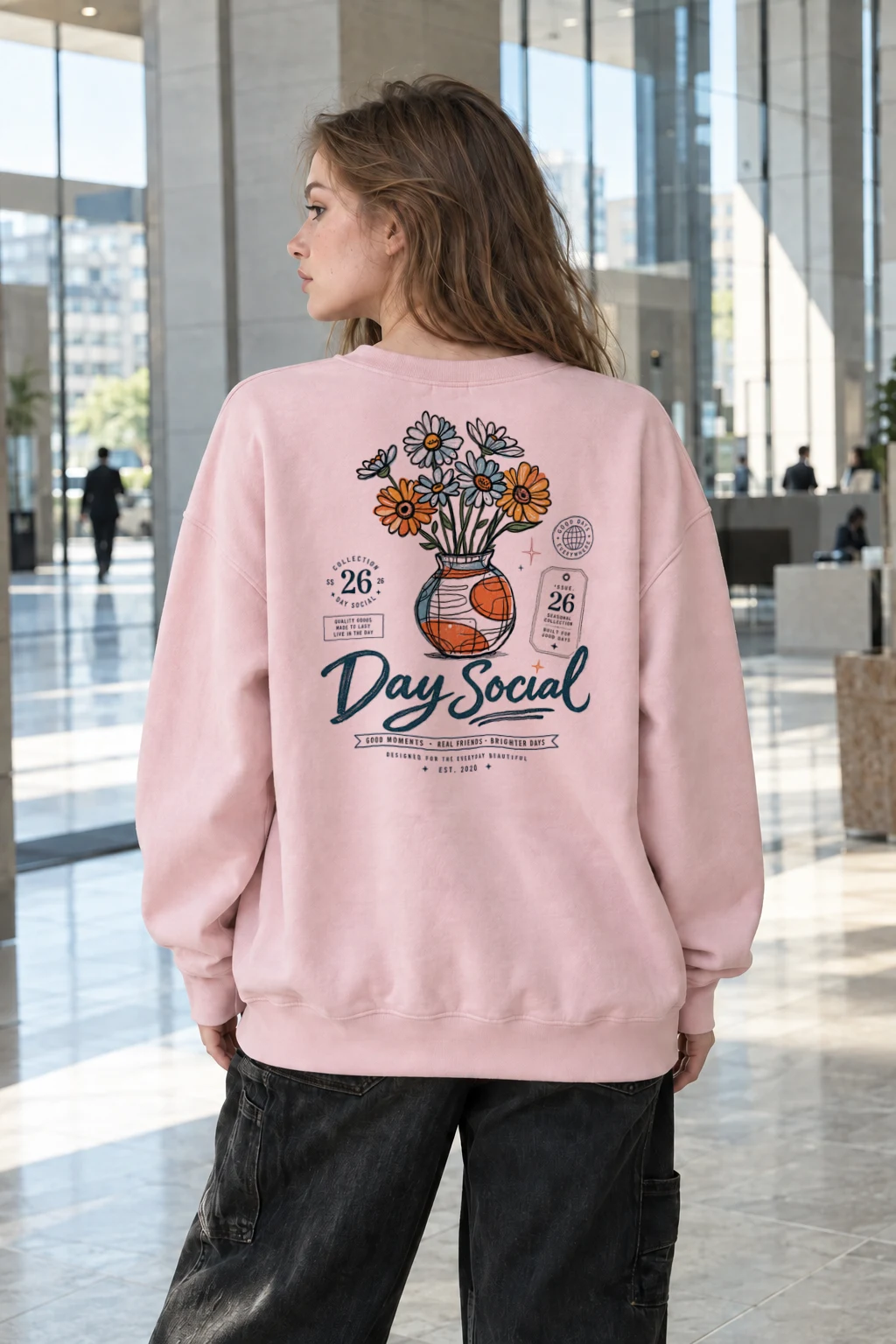 "Day Social Daisies" Heavy Blend Unisex Crewneck Sweatshirt | Gildan 18000