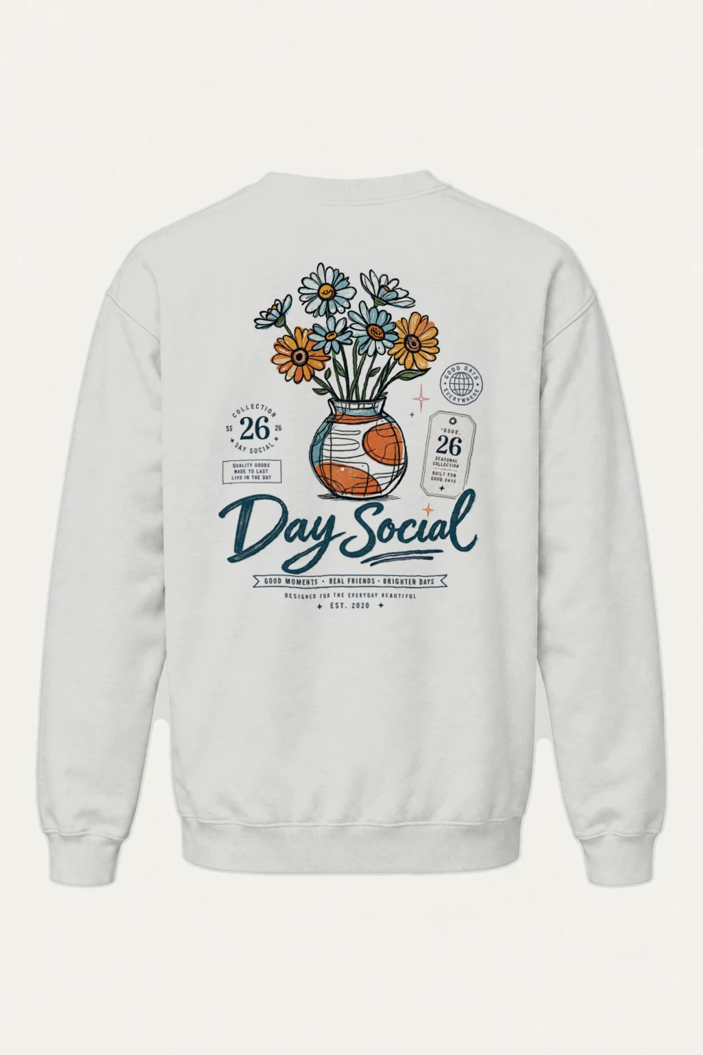 "Day Social Daisies" Heavy Blend Unisex Crewneck Sweatshirt | Gildan 18000
