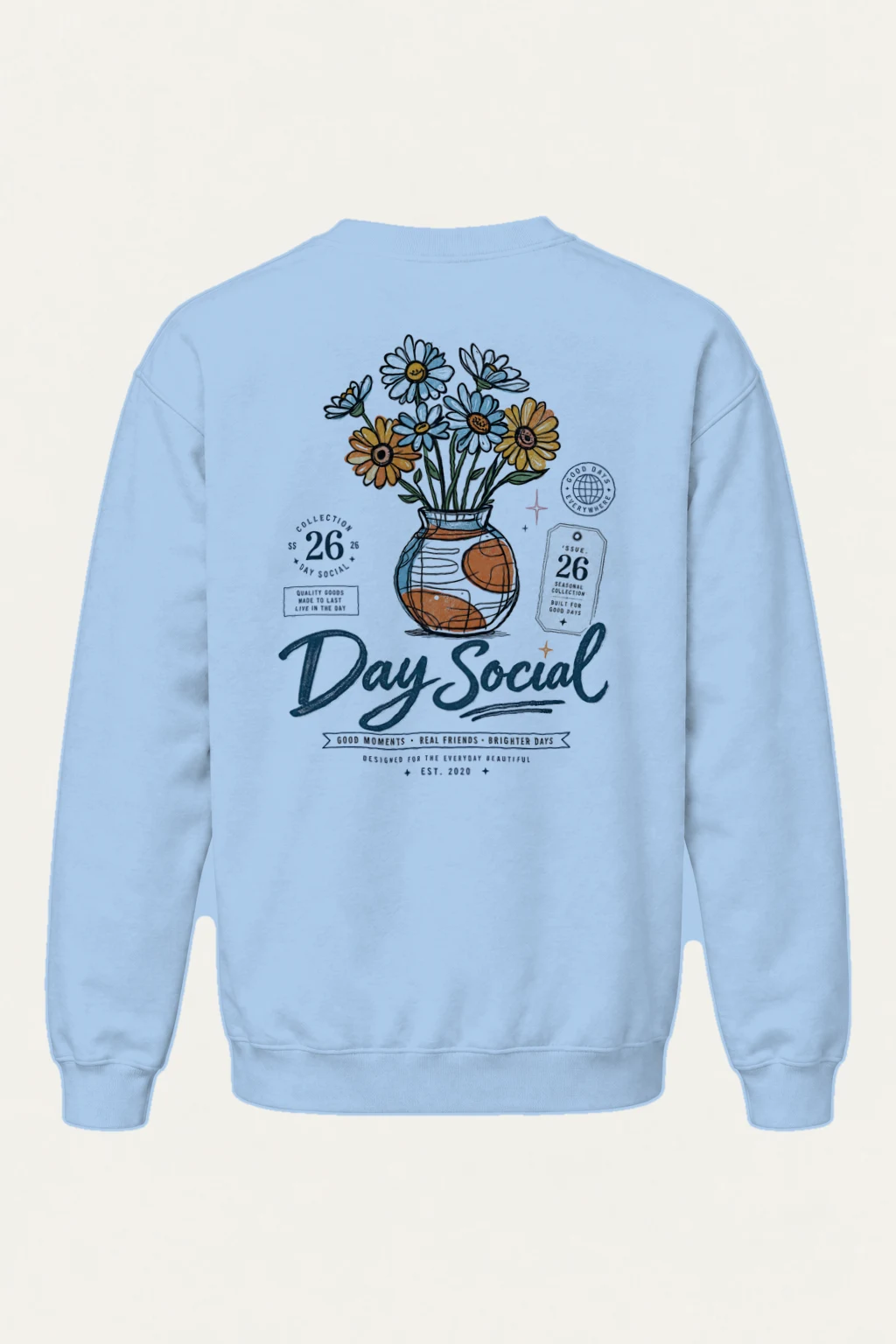 "Day Social Daisies" Heavy Blend Unisex Crewneck Sweatshirt | Gildan 18000