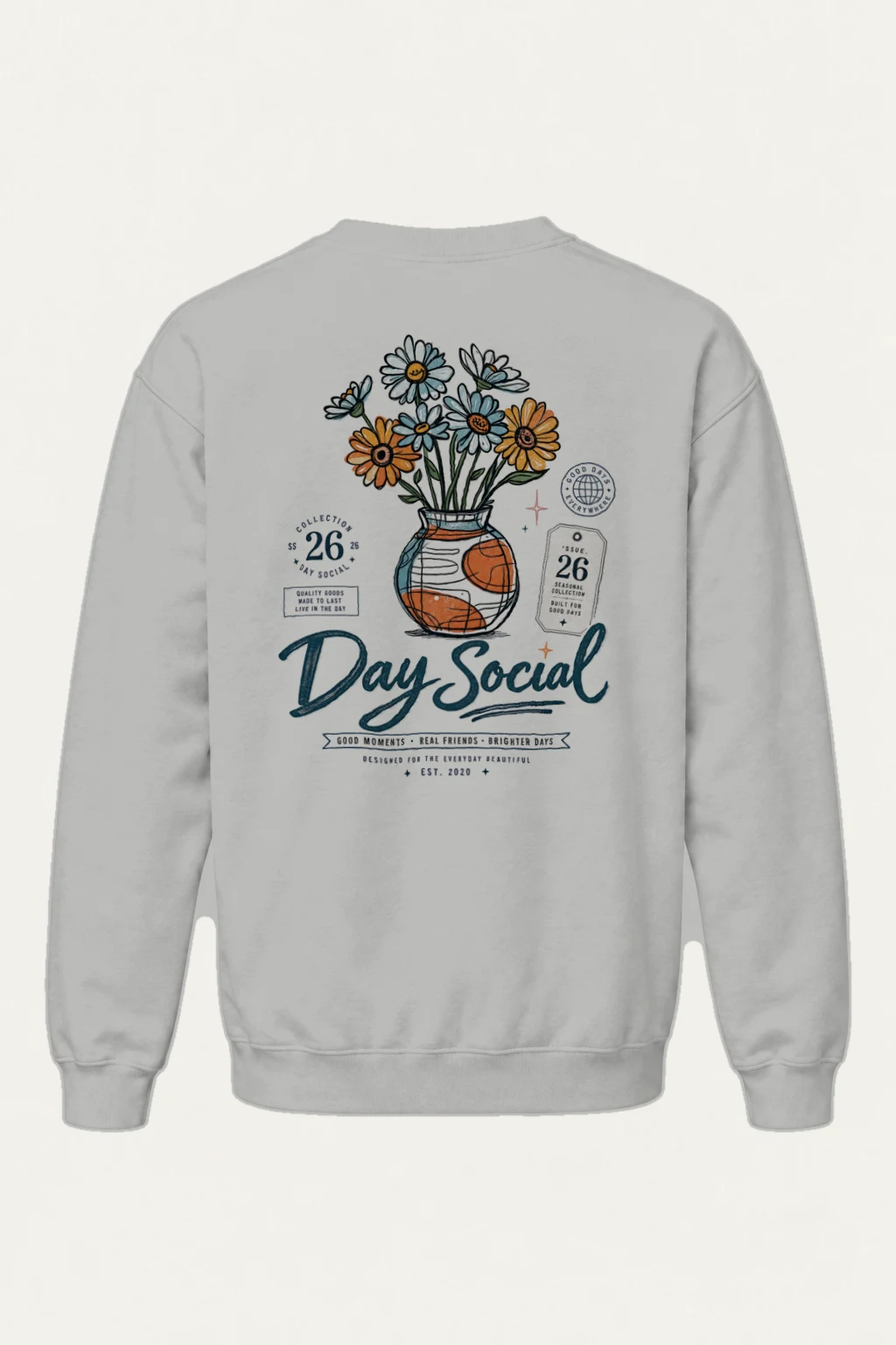 "Day Social Daisies" Heavy Blend Unisex Crewneck Sweatshirt | Gildan 18000