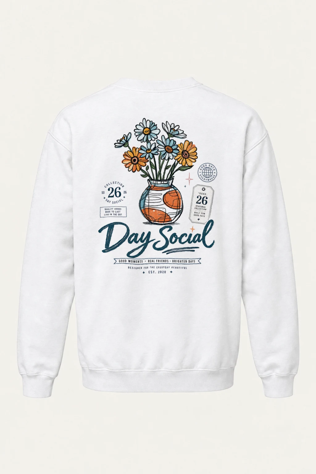 "Day Social Daisies" Heavy Blend Unisex Crewneck Sweatshirt | Gildan 18000