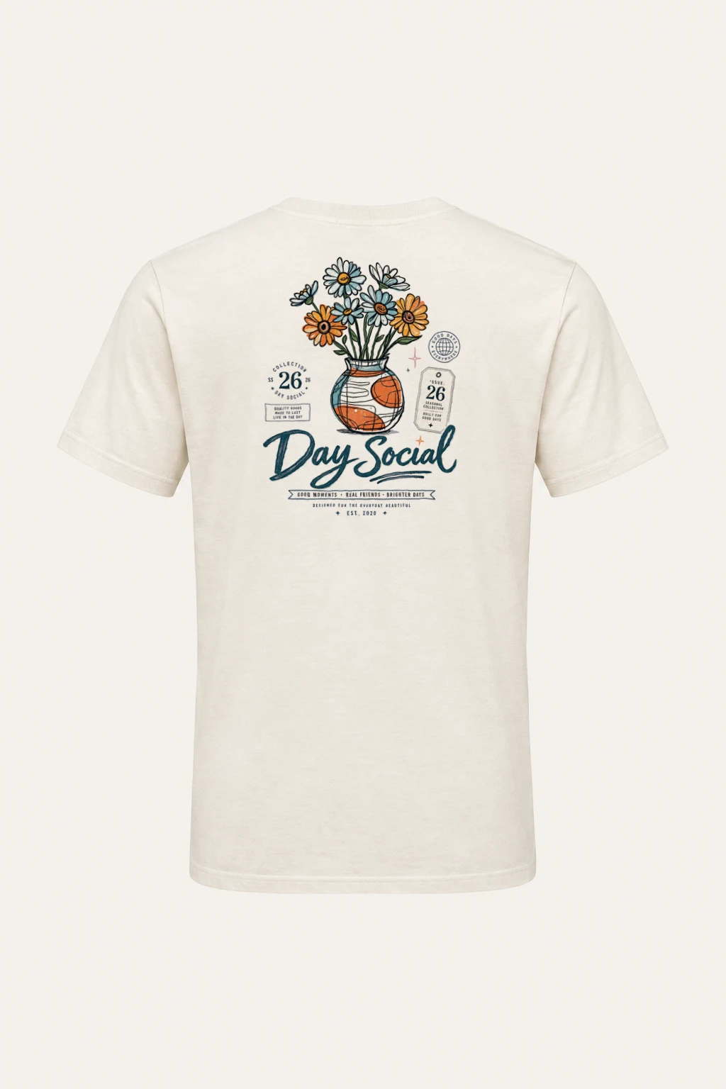 "Day Social Daisies" Heavyweight Unisex Crewneck T-shirt | Gildan 5000