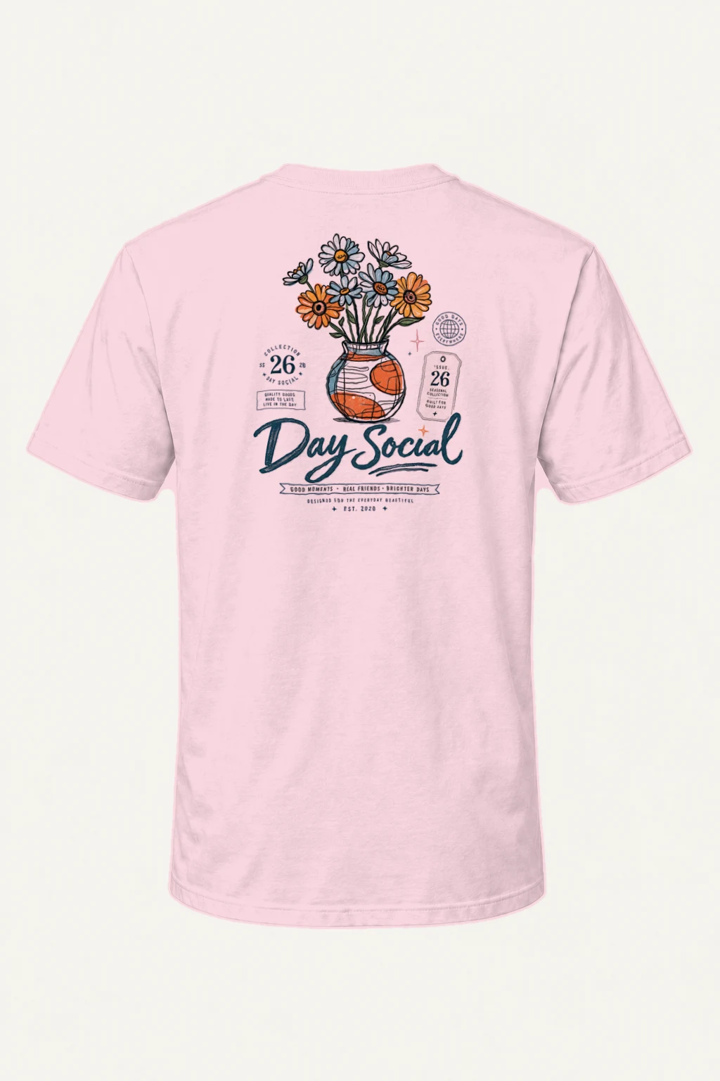"Day Social Daisies" Heavyweight Unisex Crewneck T-shirt | Gildan 5000