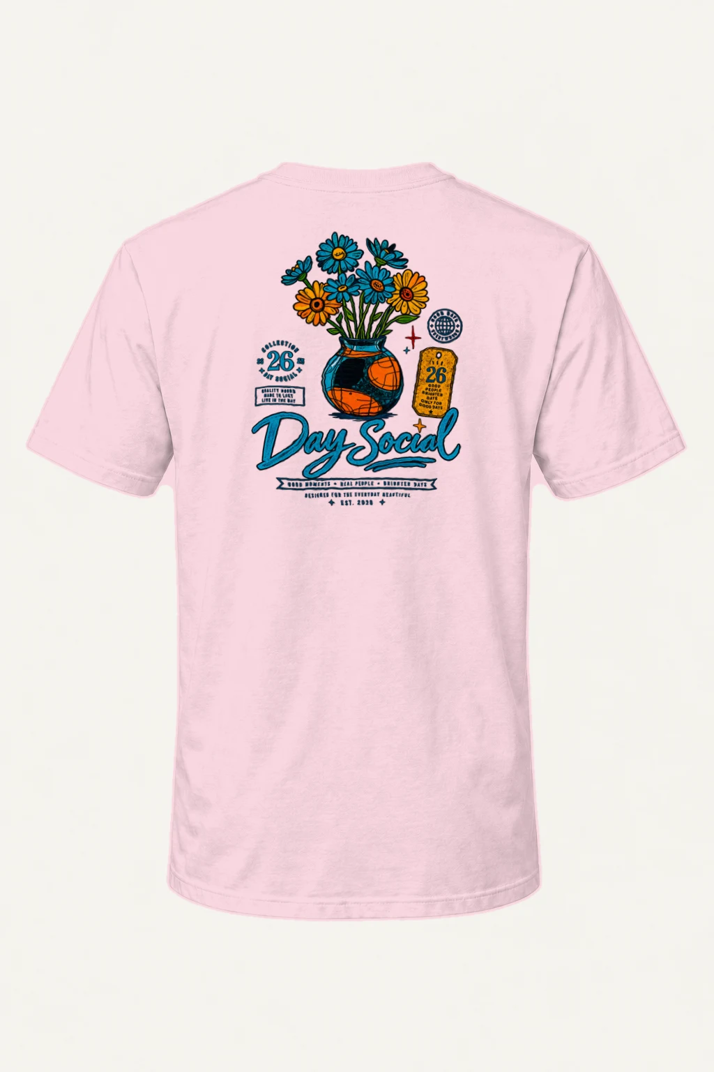 "Day Social Florals" Heavyweight Unisex Crewneck T-shirt | Gildan 5000