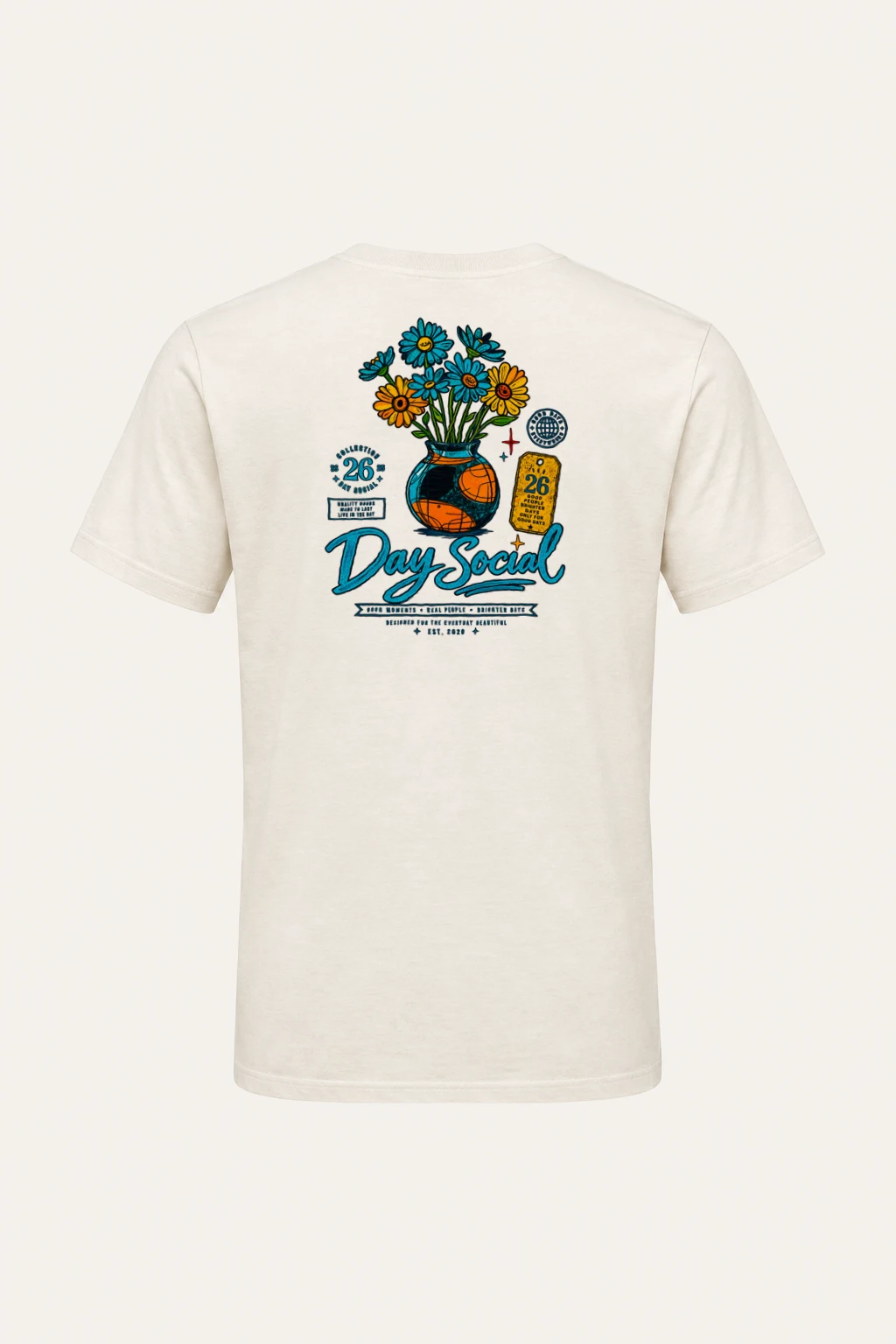 "Day Social Florals" Heavyweight Unisex Crewneck T-shirt | Gildan 5000