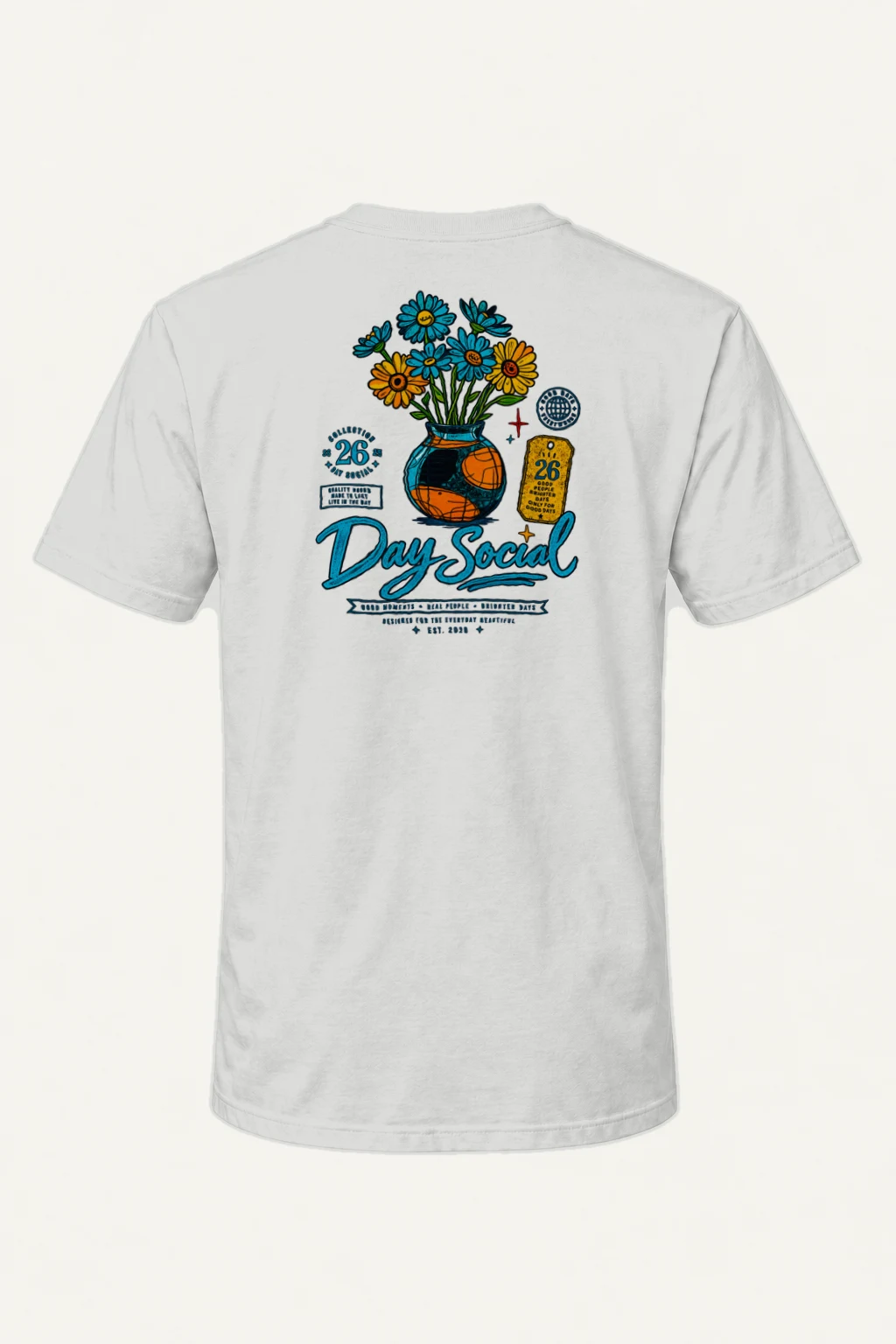 "Day Social Florals" Heavyweight Unisex Crewneck T-shirt | Gildan 5000
