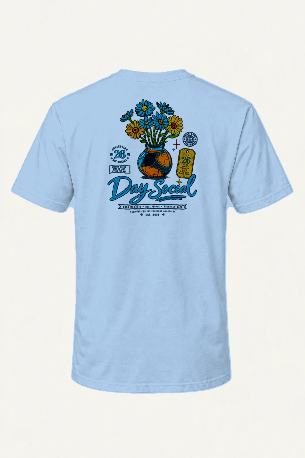 "Day Social Florals" Heavyweight Unisex Crewneck T-shirt | Gildan 5000