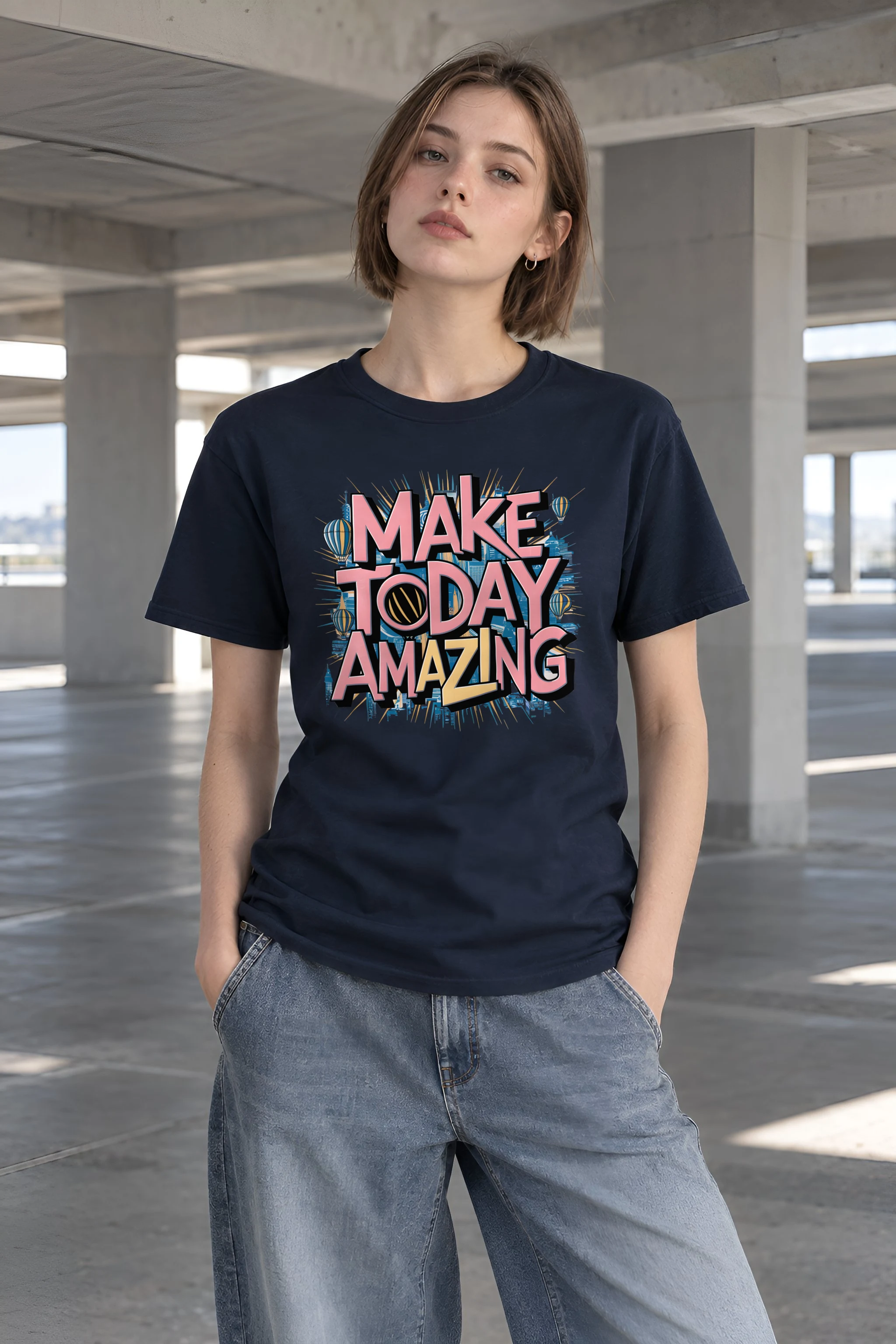 "Daybreak Skyline" Heavyweight Unisex Crewneck T-shirt
