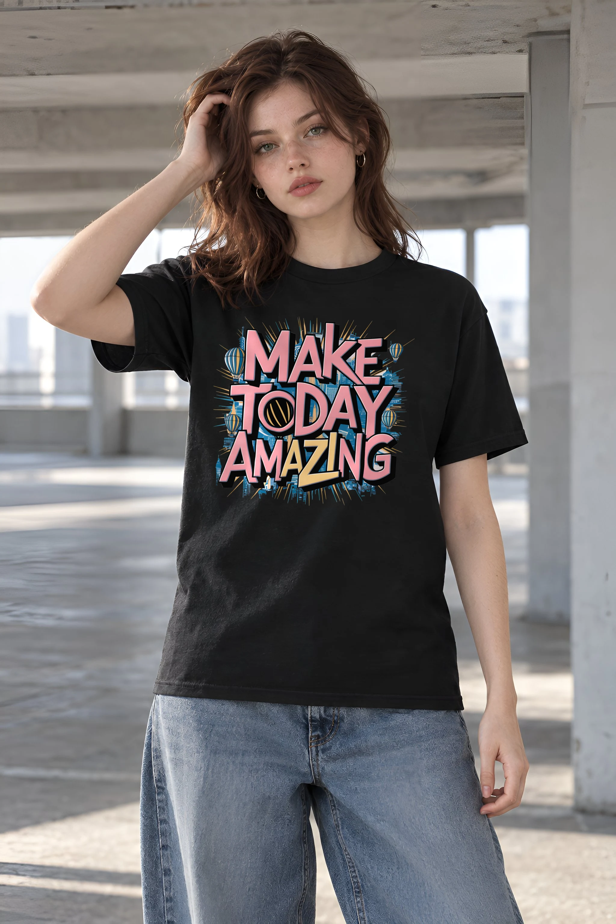"Daybreak Skyline" Heavyweight Unisex Crewneck T-shirt
