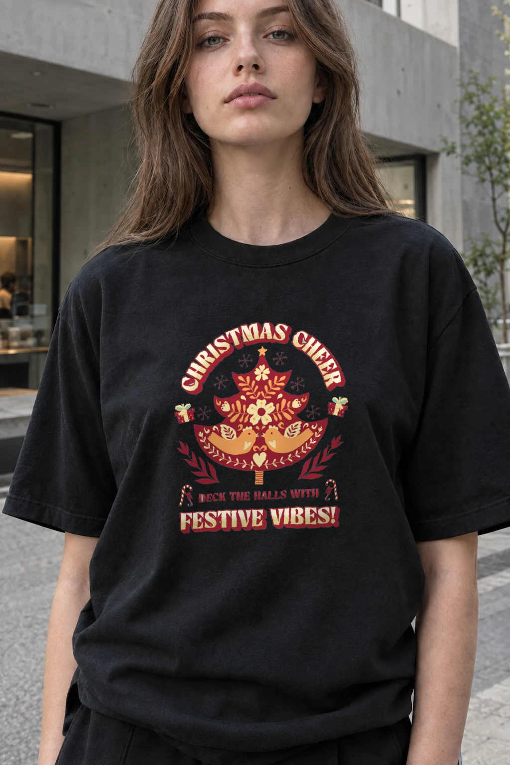 "Deck The Halls" Heavyweight Unisex Crewneck T-shirt | Gildan 5000