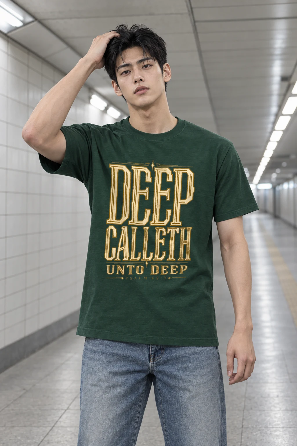 "Deep Calleth Unto Deep" Heavyweight Unisex Crewneck T-shirt
