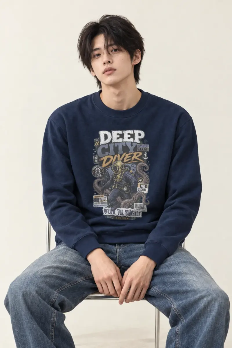 "Deep City Diver" Heavy Blend Unisex Crewneck Sweatshirt