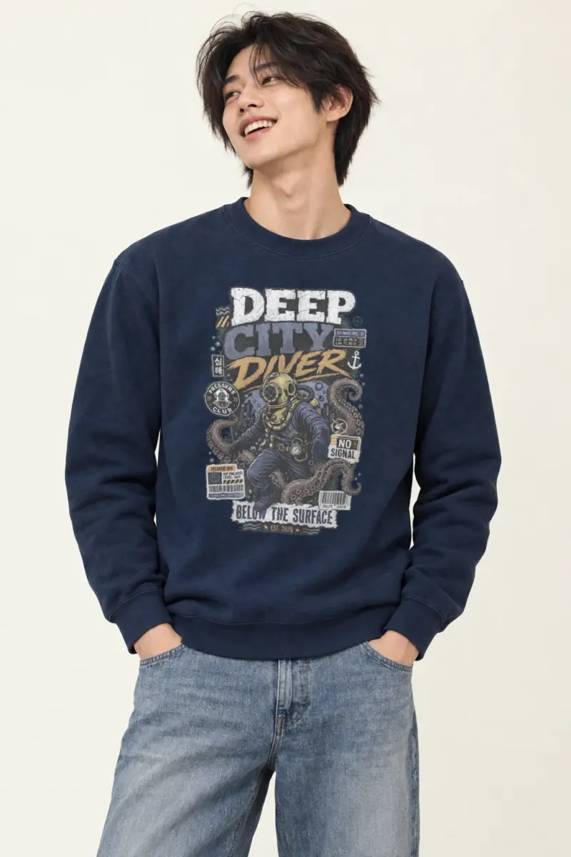 "Deep City Diver" Heavy Blend Unisex Crewneck Sweatshirt