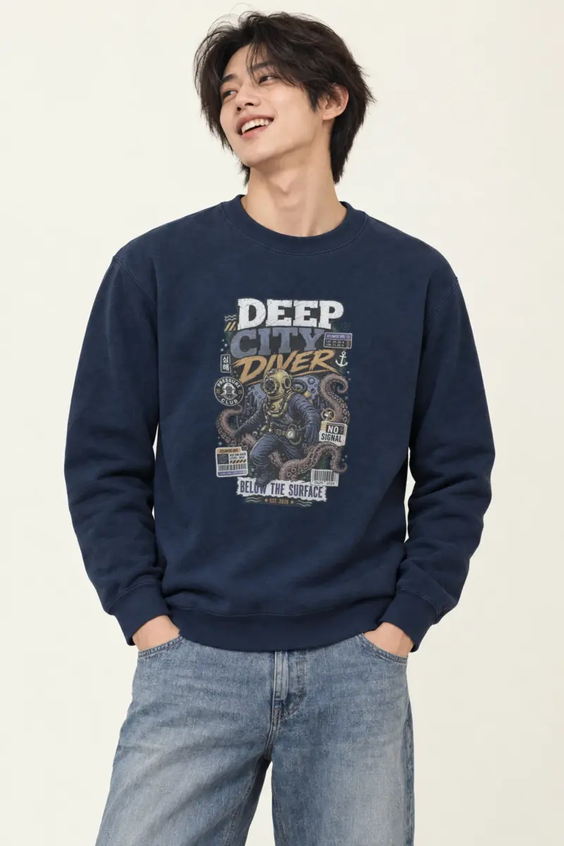 "Deep City Diver" Heavy Blend Unisex Crewneck Sweatshirt