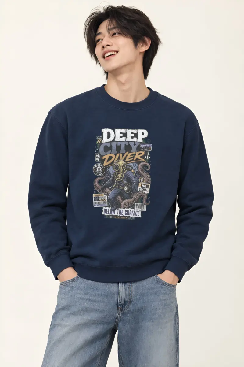 "Deep City Diver" Heavy Blend Unisex Crewneck Sweatshirt
