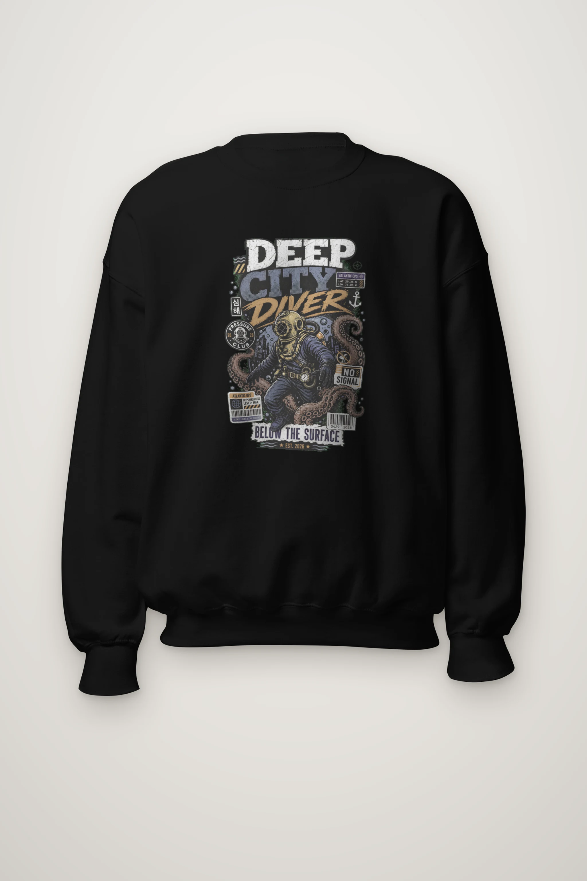 "Deep City Diver" Heavy Blend Unisex Crewneck Sweatshirt