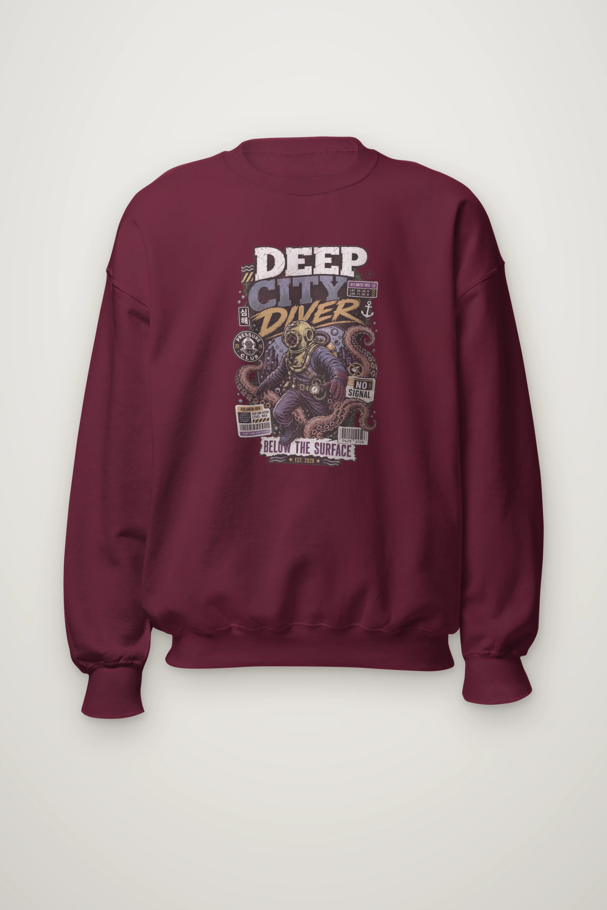 "Deep City Diver" Heavy Blend Unisex Crewneck Sweatshirt