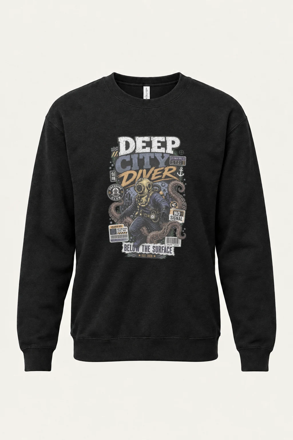 "Deep City Diver" Heavy Blend Unisex Crewneck Sweatshirt | Gildan 18000