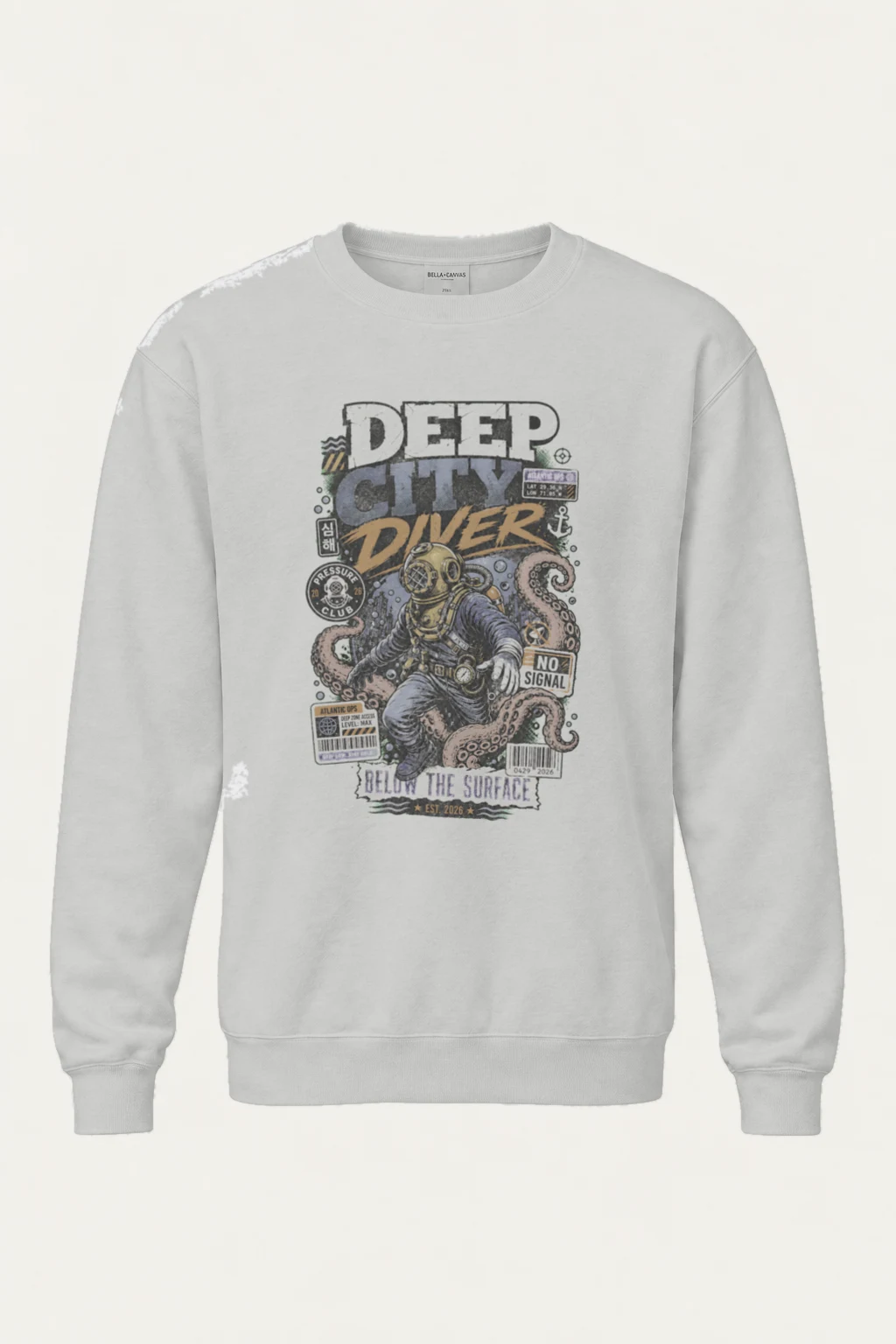 "Deep City Diver" Heavy Blend Unisex Crewneck Sweatshirt | Gildan 18000
