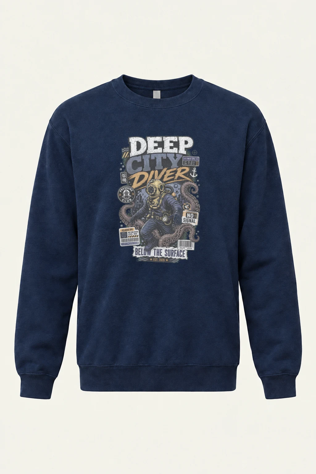 "Deep City Diver" Heavy Blend Unisex Crewneck Sweatshirt | Gildan 18000