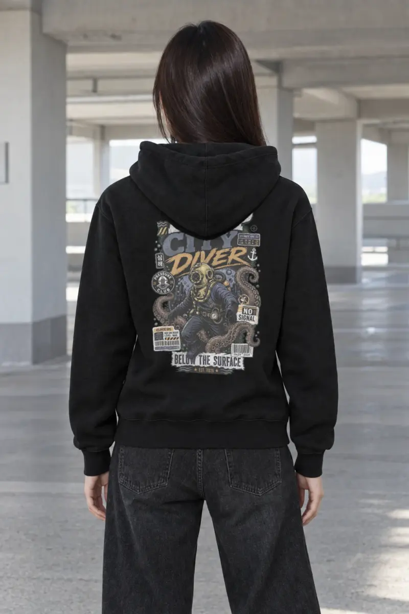 "Deep City Diver" Heavy Blend Unisex Pullover Hoodie