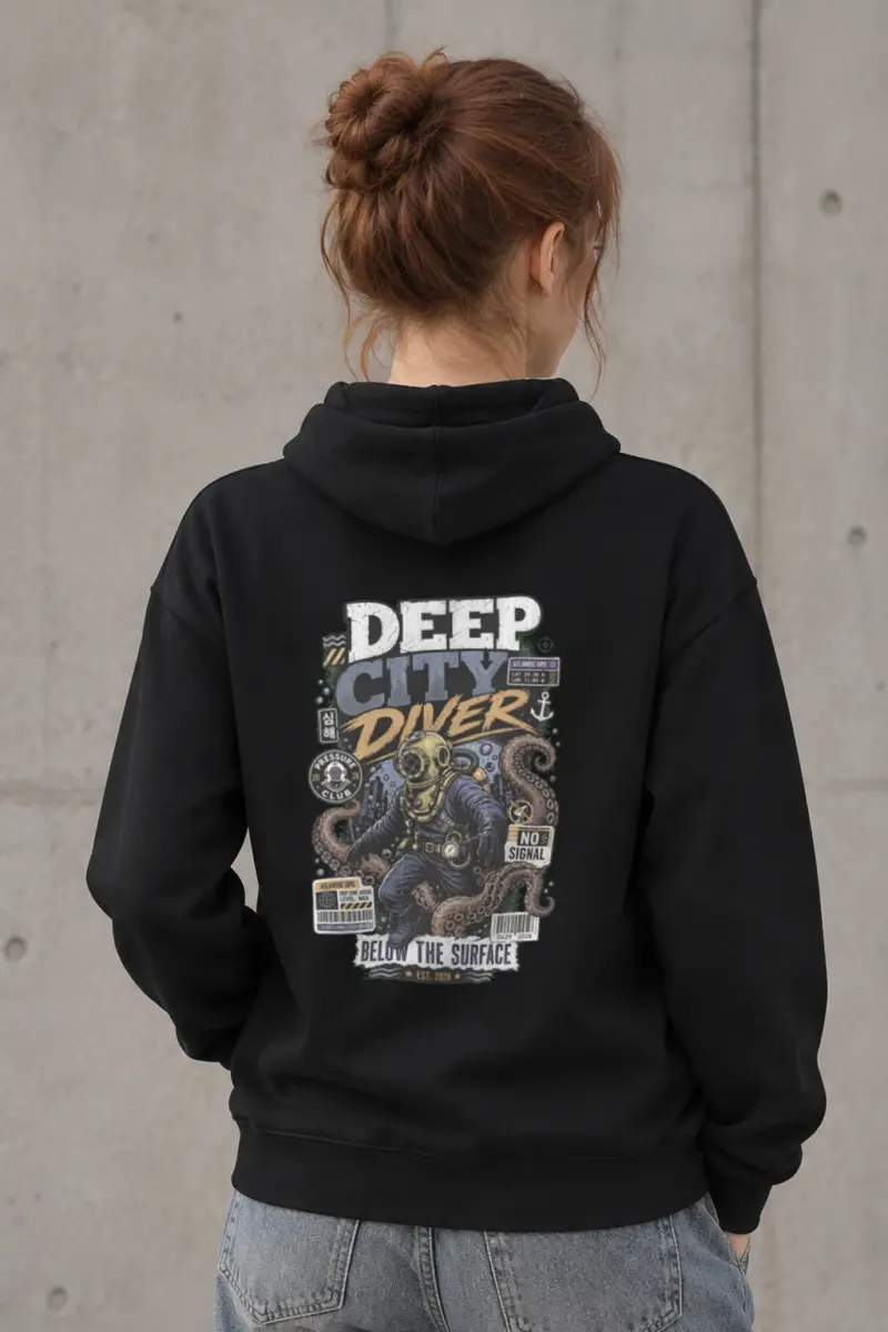 "Deep City Diver" Heavy Blend Unisex Pullover Hoodie
