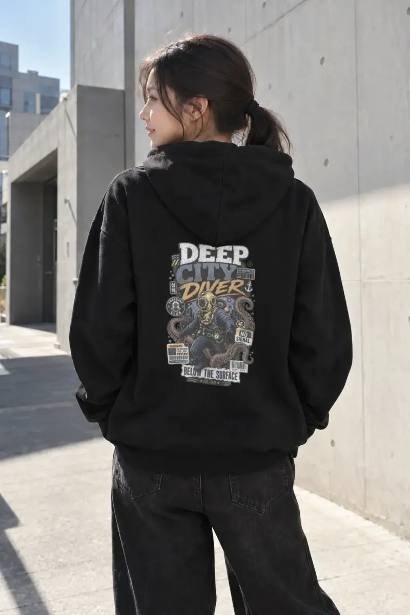"Deep City Diver" Heavy Blend Unisex Pullover Hoodie | Gildan 18500