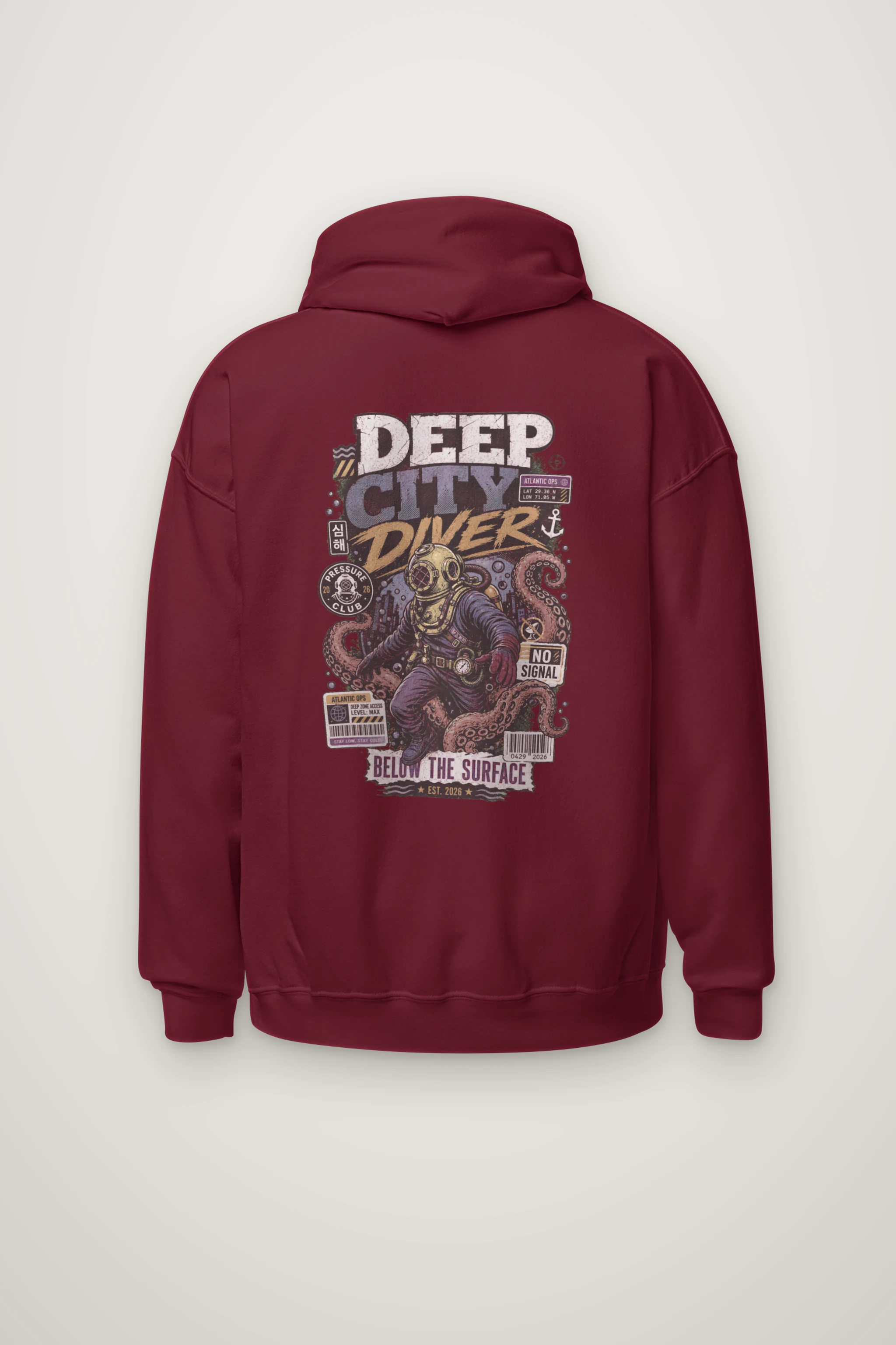 "Deep City Diver" Heavy Blend Unisex Pullover Hoodie